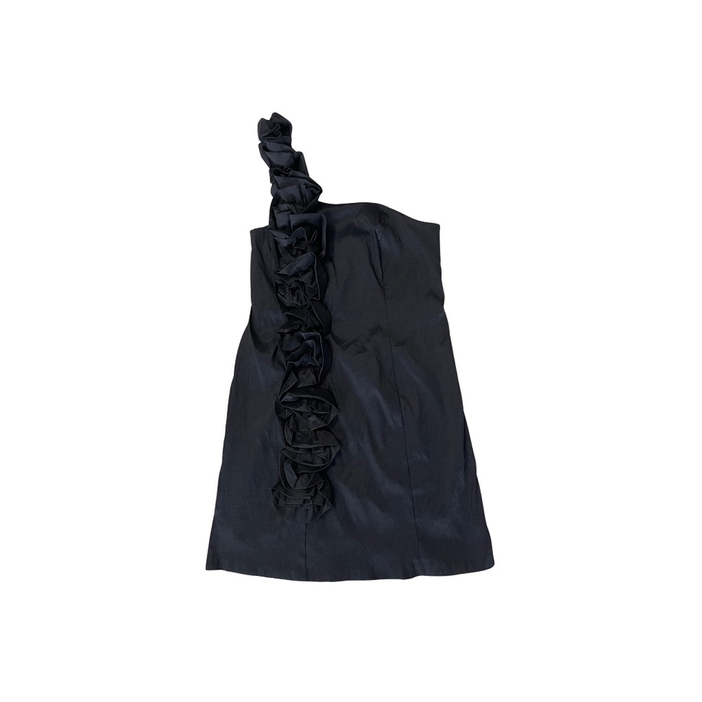 Snap Women's Black One Shoulder Ruffled Mini Dress-Size 1X